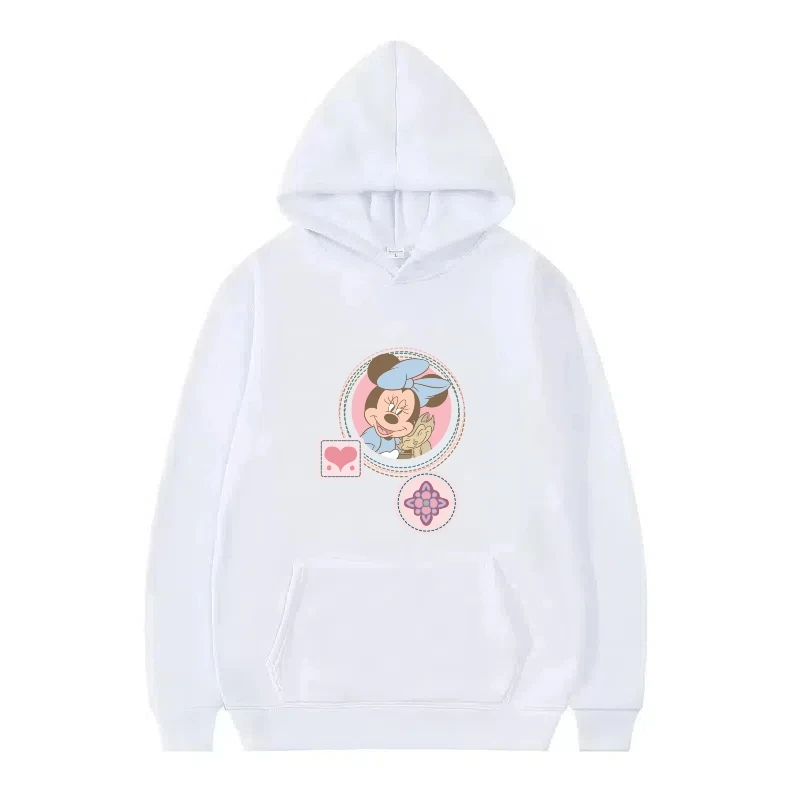 Disney Mickey Maus Cartoon-Muster Frau Sportliche Lose Weiß Frühling Tops Kleidung Pullover Damen Günstige Hoodies Sweatshirts