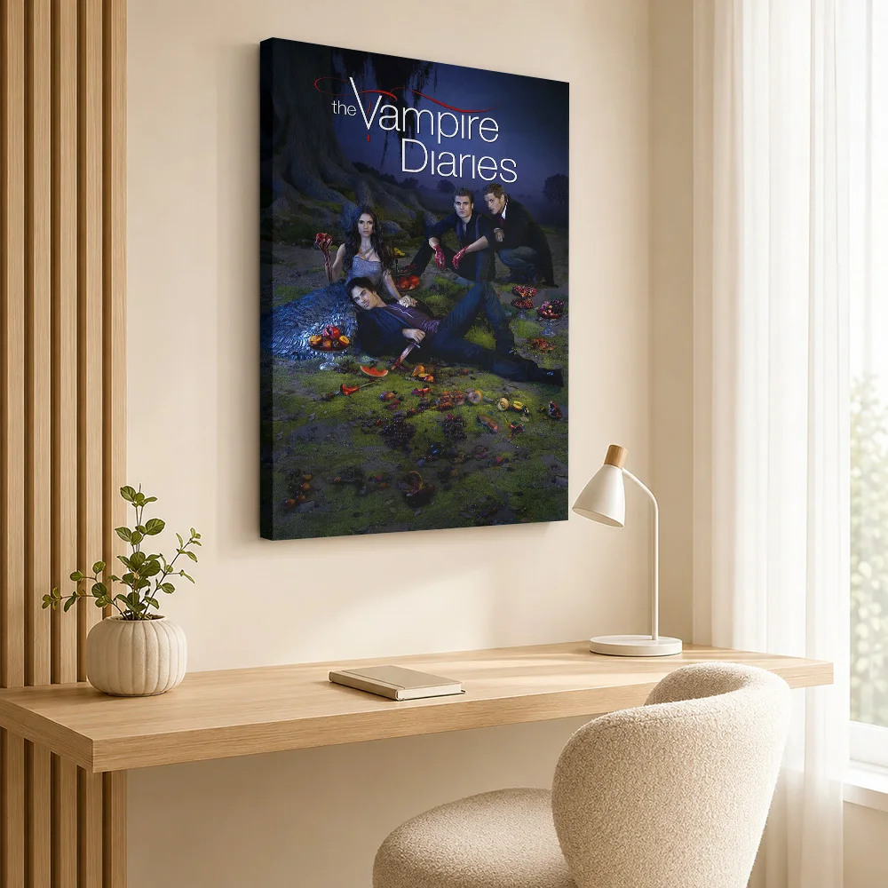The Vampire Diaries Canvas Poster Customized Photo Vintage Movie Wall Paintings Decoration for Living Room Gift for Collectors