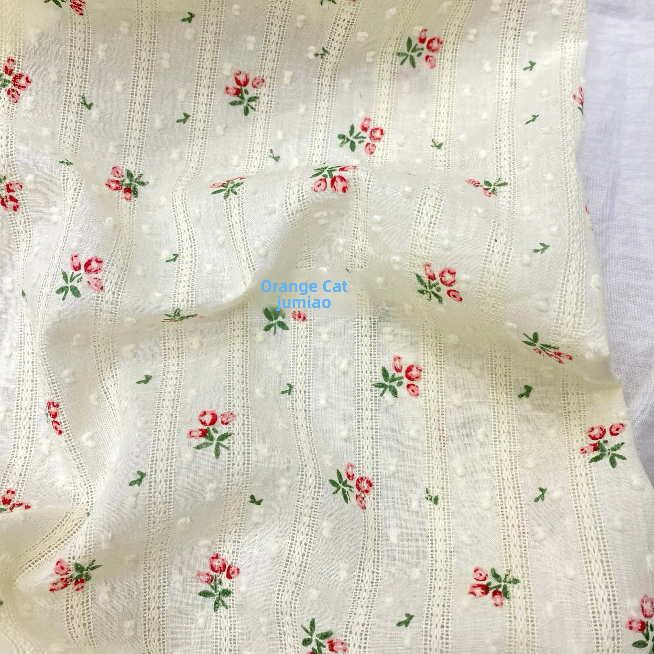 

Lightweight Cotton Floral Print DIY Fabric for Dr Jumiao Orange Kitten Rural Sle Yellowi White Full Cotton Embroidered