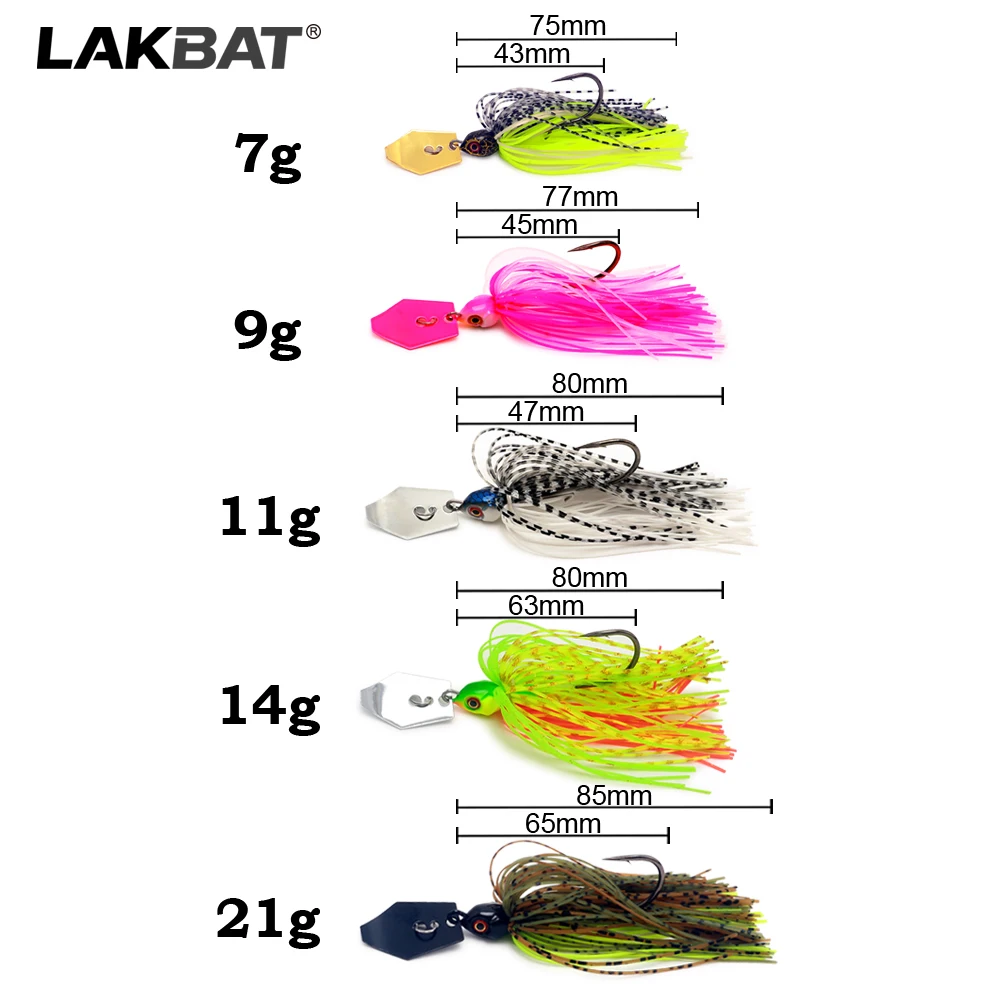 LAKBAT Chatterbait 7g/9g/11g/14g/21g Krautfreier Angelköder Spinner-Bait Blade Jig für Barsch, Hecht, Zander, Süßwasser-Angeln, Angelzubehör – Detail 2