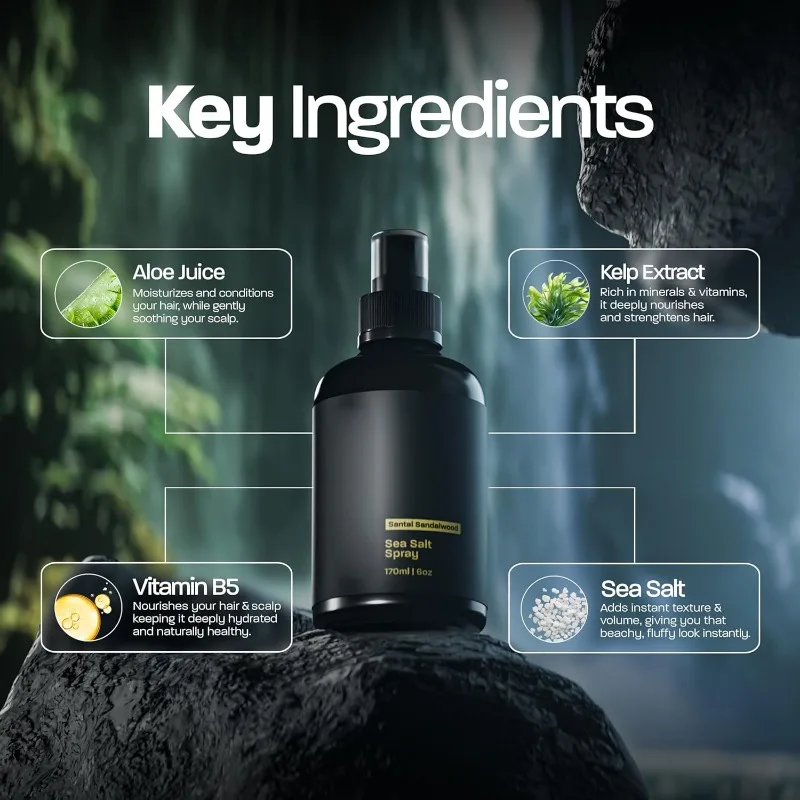 

Hair Sea Salt Spray Volumize Hair with Kelp and Vitamin B5 Smooth Hair Cuticle Improve Hair Manageability