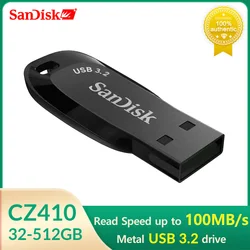 SanDisk USB 3.2 플래시 드라이브, CZ410 펜 드라이브 메모리 스틱, 블랙 U 디스크, 미니 펜드라이브, 블랙 외장 스토리지, 32GB, 64GB, 128GB