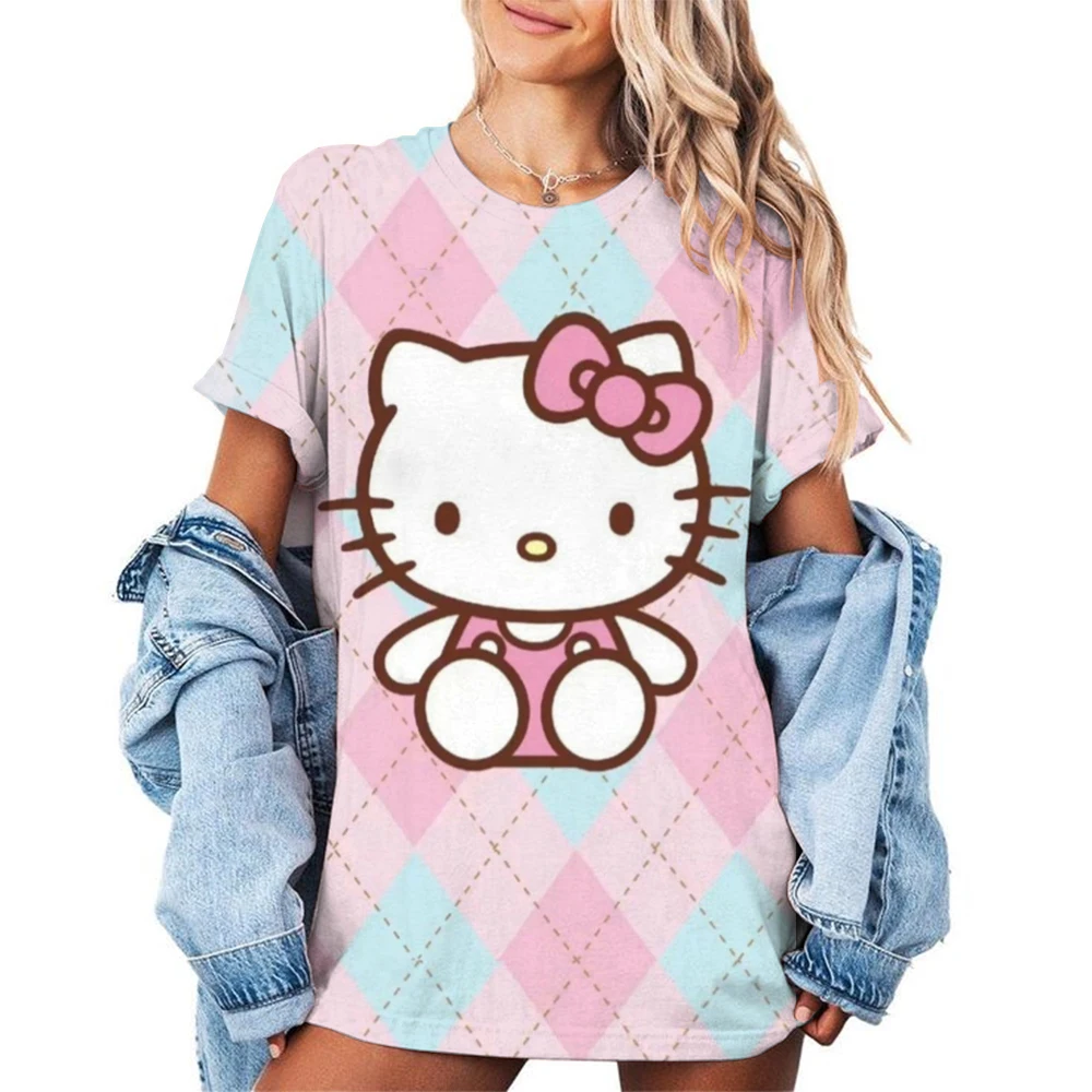 2025 MINISO new HelloKitty sportswear women's O-neck loose casual lightweight breathable fashion short sleeved T-shirt