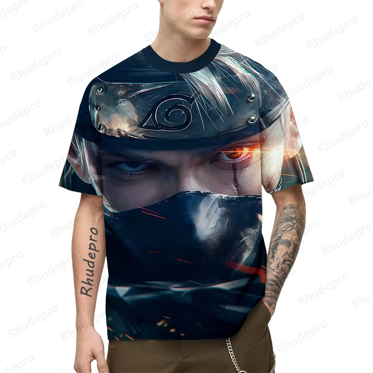 Naruto camiseta de manga curta masculina e feminina, top redondo casual estampado em 3D, venda quente, novo