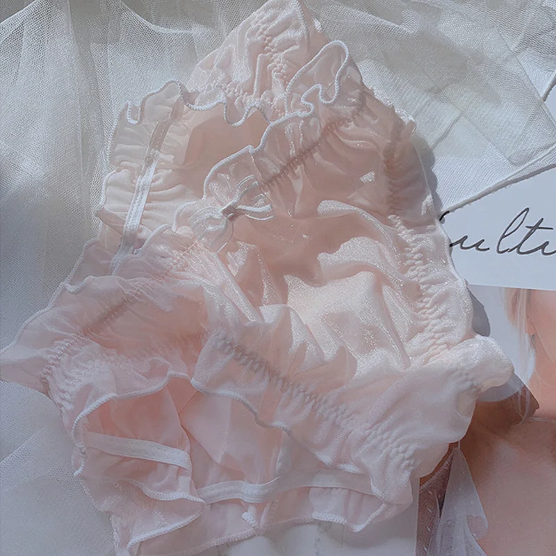 Cute Women's Panties Kawaii Llingerie Femme Japanese Lace Thongs Women Underwear Sexy Briefs Ruffles Young Girl Lolita Panty Bow