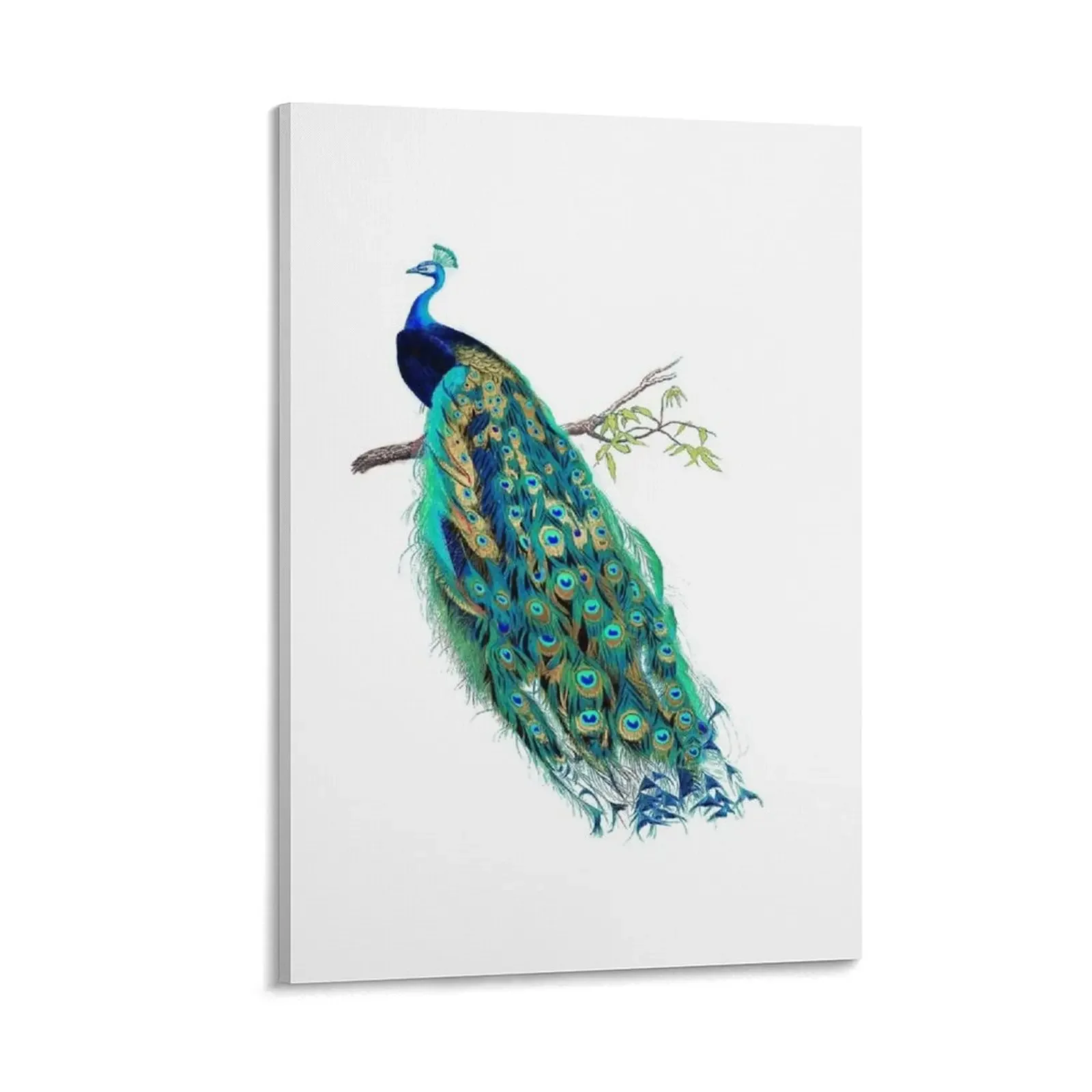 

Vintage Peacock, Blue+Gold Canvas Painting painting room decor room decoration interior paintings
