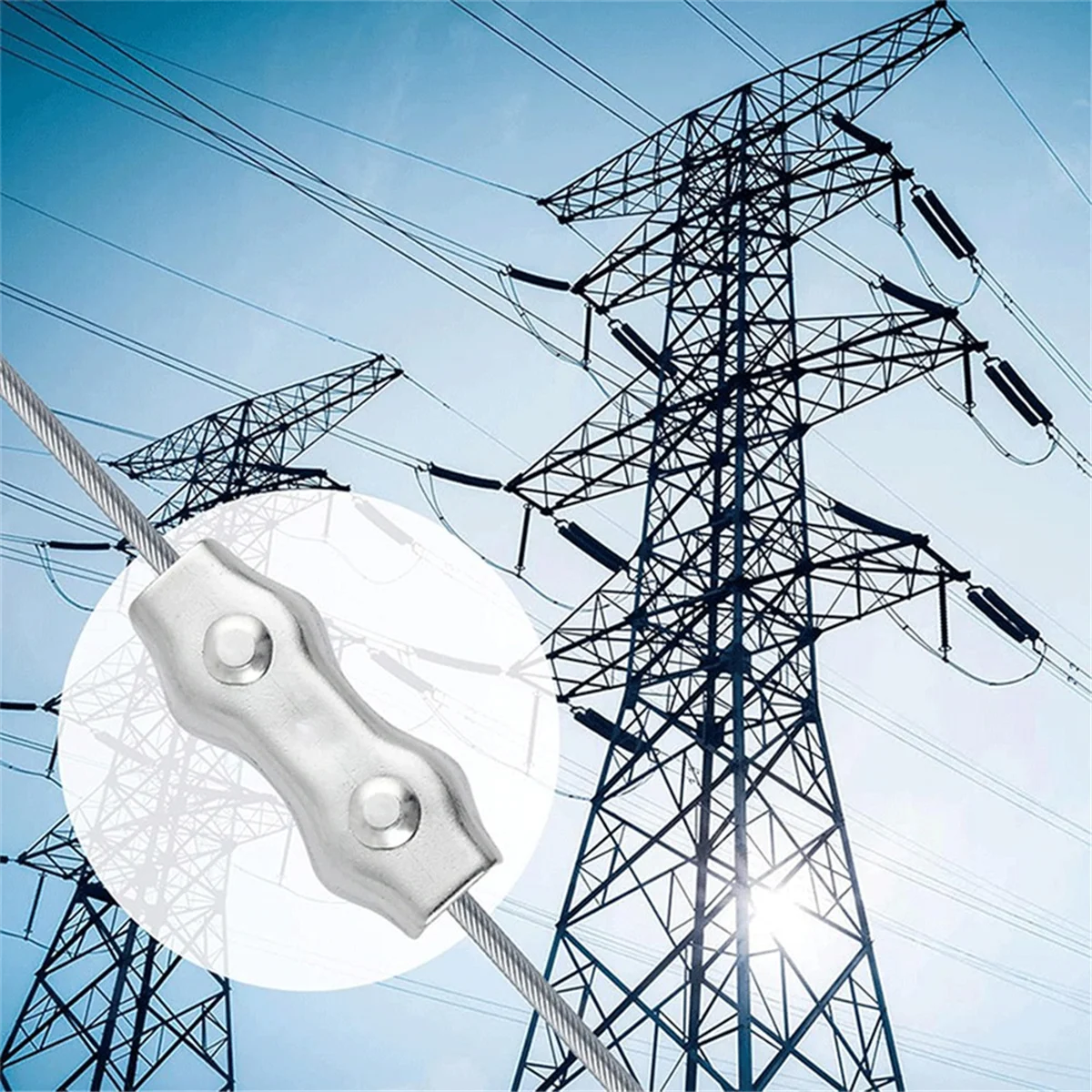 

ABNJ 25 PCS Heavy Duty M5 Poly Rope Connector, Galvanized Steel Connector with Silicone Copper Conductive Wires