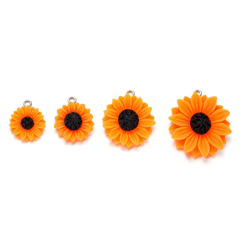 10pcs/Lot 3D Sunflower Resin Pendants Flatback Flowers Keychain Necklace Pendant Charm DIY Jewelry Making Accessories image 4