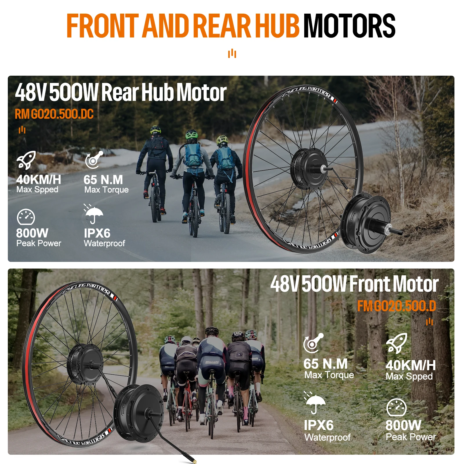 Bafang 48V 500W/750Wリアモーター電動自転車変換キット - 26インチ