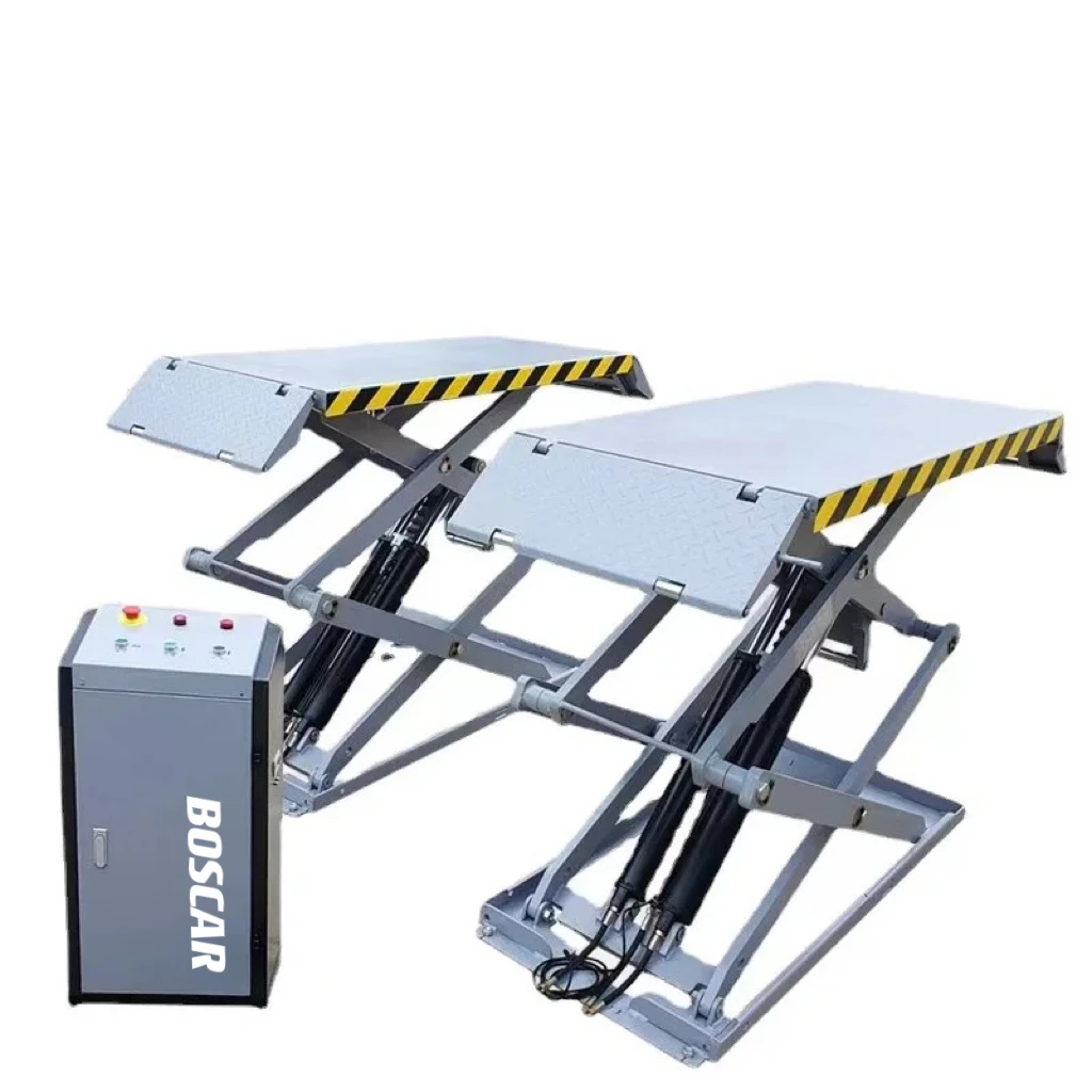 4000kg Above Floor Scissor Lift Ultra-Thin Scissor Car Lift 1.85m 4T Four Cylinder Hydraulic Scissor Lift Platform