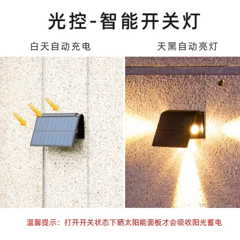 GHJUYIOL Lámpara de pared solar para exteriores, foco de atmósfera de pared, lámpara de lavado, diseño de patio, jardín, villa, lámpara de pared exterior