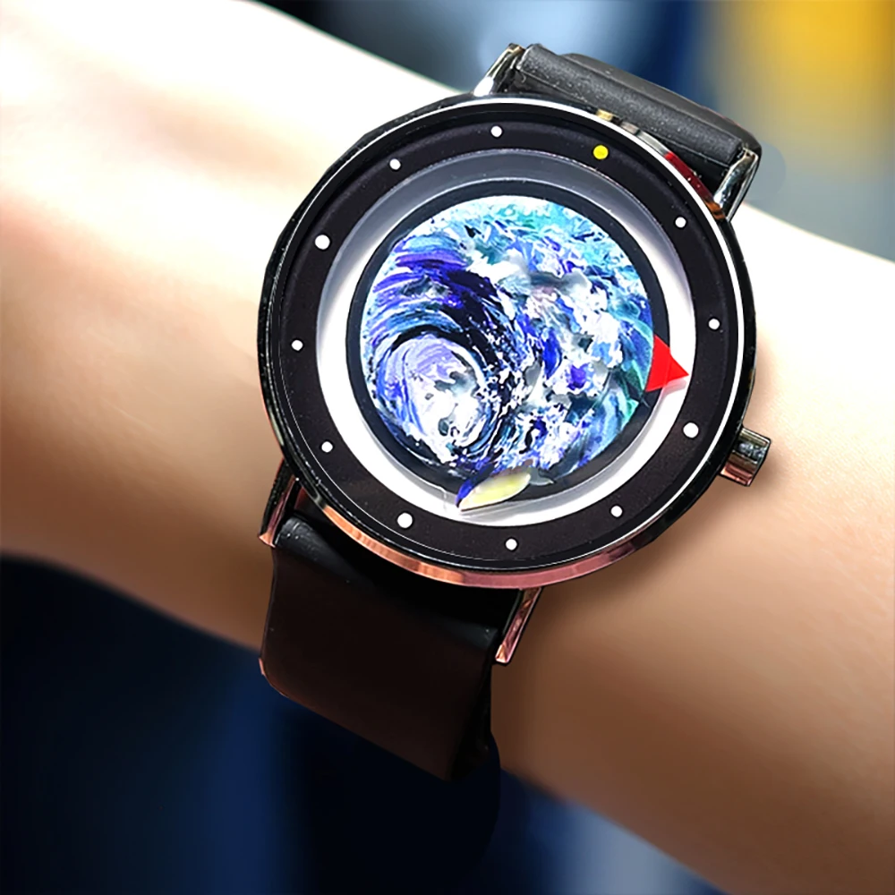 Quartz Watch Oringal Creative Watches Whale Design Ocean Wave Watch with Silicone Strap