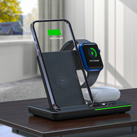 Foldable 3 in 1 Wireless Charger Stand Multi-functional Fast Wireless Charger for iPhone AirPods Pro Apple Watch