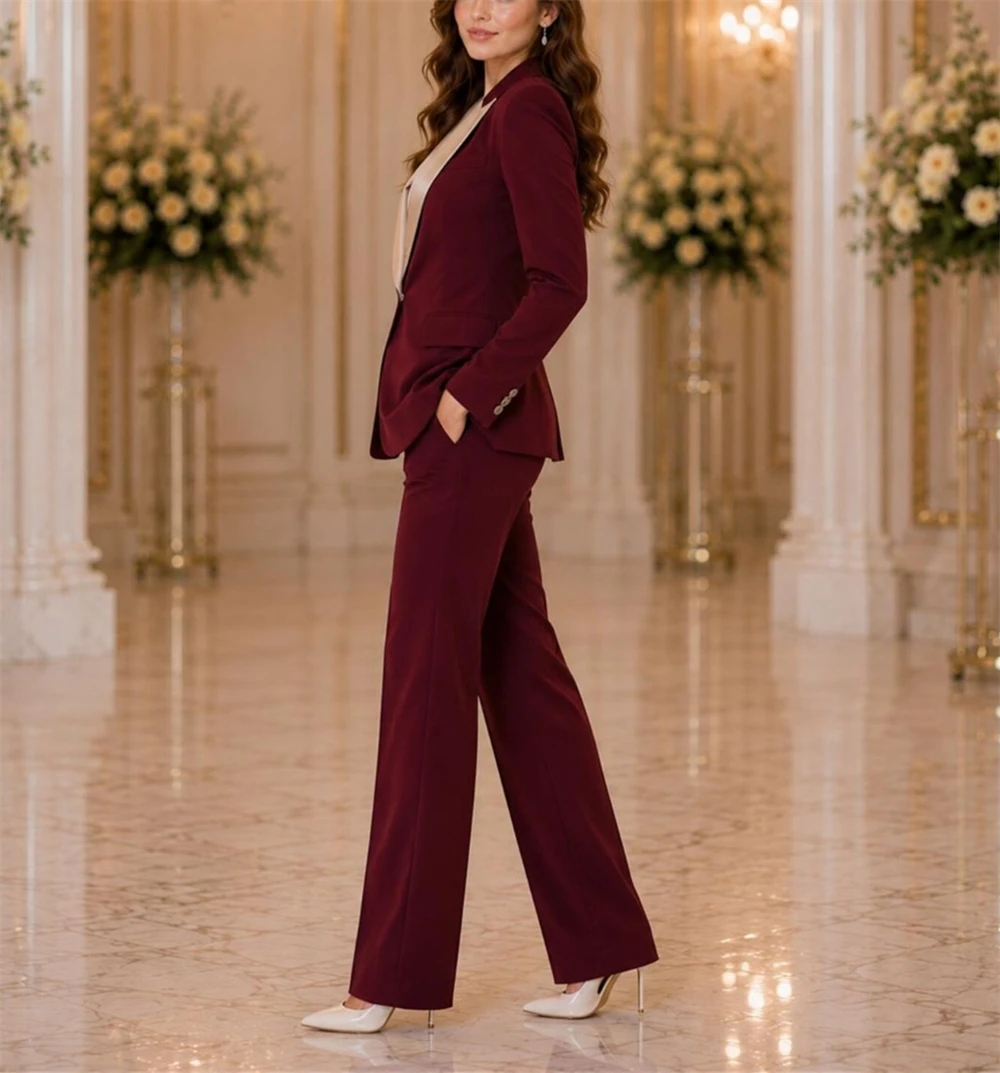 ชุดสูทผู้หญิงสีเบอร์กันดีแบบ 2 - Women Formal Wear Tailor บทวิจารณ์และราคา
