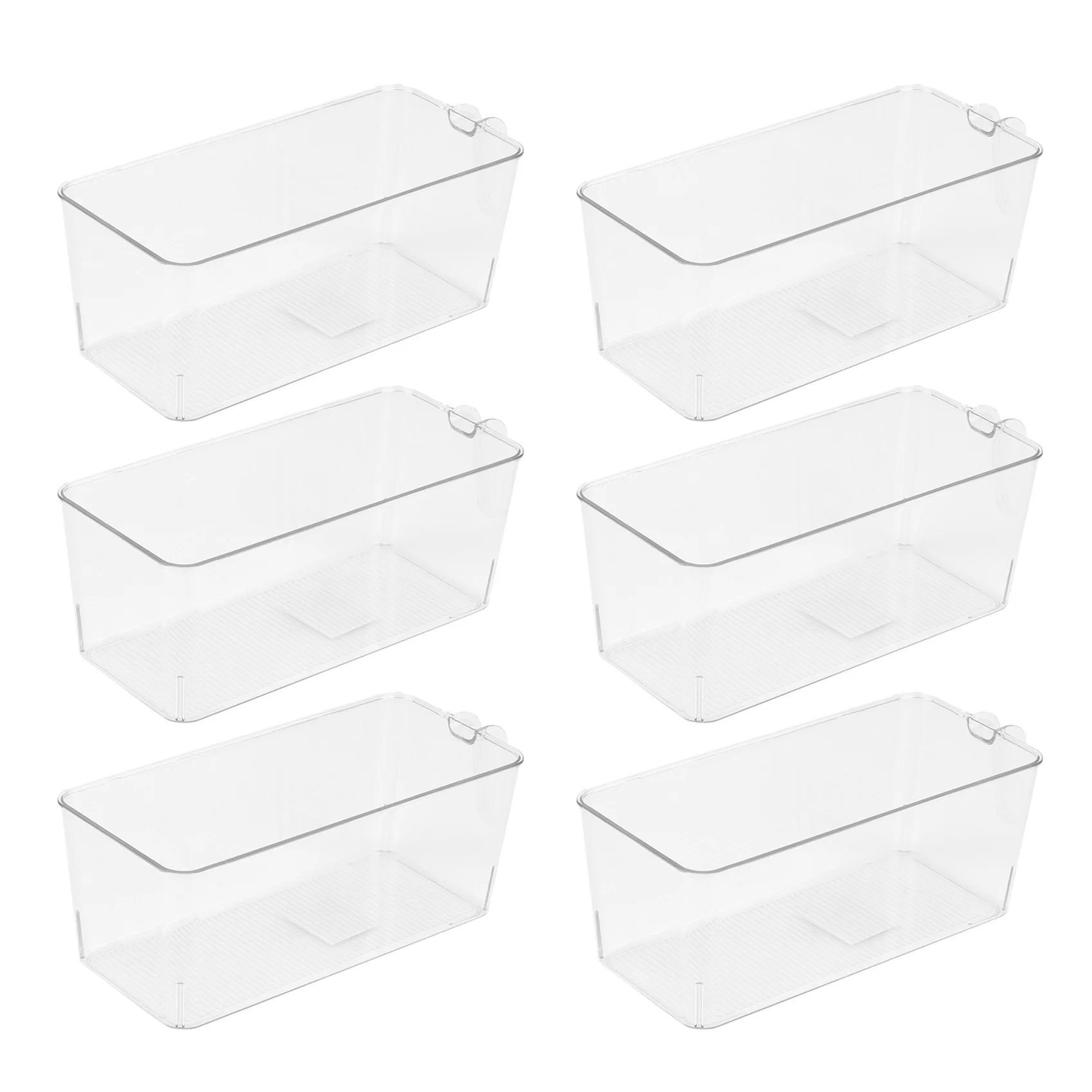 Set of 6 Clear Refrigerator Pantry Organizer Bins Household Plastic Food Storage Basket with Handles for Kitchen