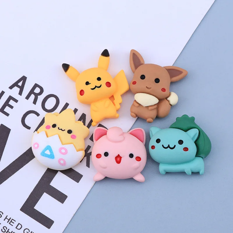 

5PCS Hot Kawaii Pikachus Series Resin Toy Cute Cartoon Character Creative Exquisite DIY Mobile Phone Shell Hairpin Paster Gift