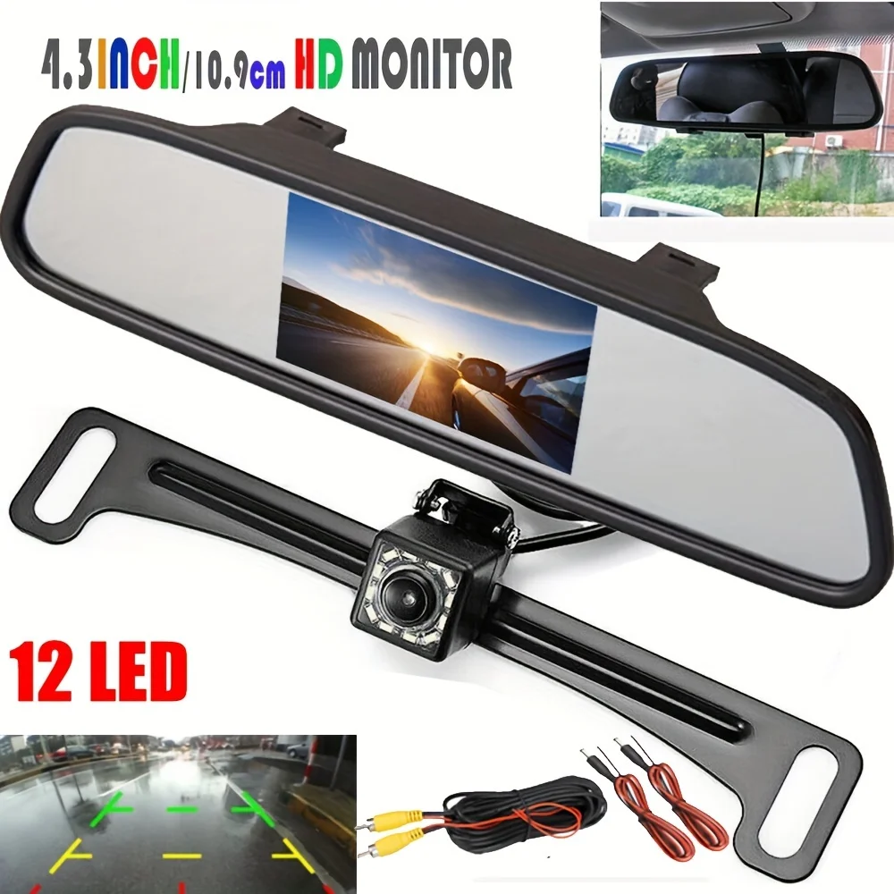 

HD Reversing Camera & 4.3 Display Monitor Night Vision Reverse Backup Camera Parking Assistance - Full Set