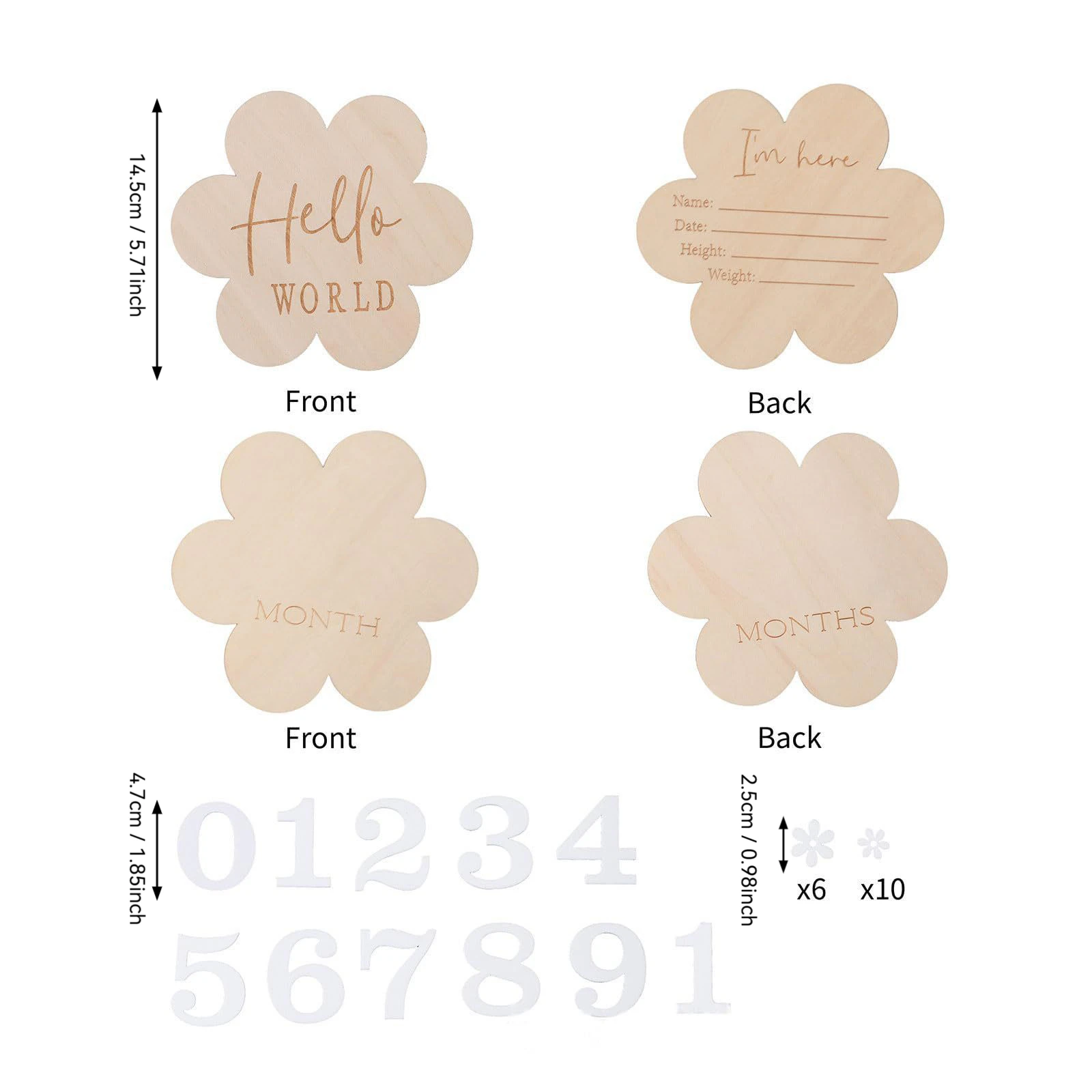 كتل معلم الزهور الشهرية – دعائم صور خشبية من عمر 1 إلى 12 شهرًا للسنة الأولى للطفل، هدية تذكار لحديثي الولادة هدايا عيد الميلاد #2