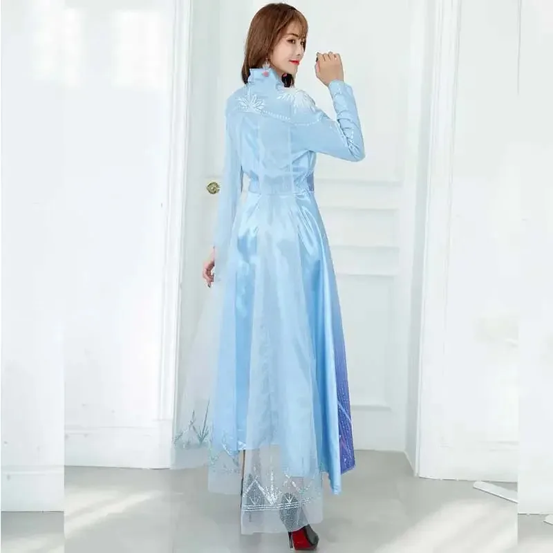 2025 2025 여성 냉동 엘사 라이트 업 의상 오션 라이딩 드레스 코스프레 새 옷 어린이 애니메이션 영화 PriBear House 002