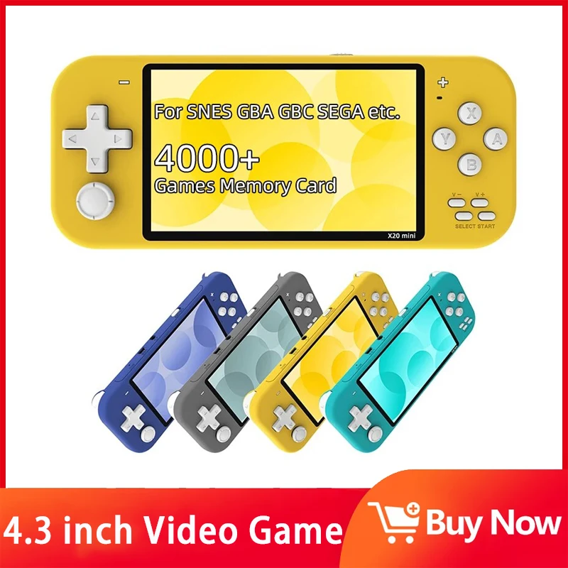 4.3 Inch Handheld Portable Game Console X20 Mini Retro Video Game Built-in 1200 Games Player For MAME/CPS/GBA/NES/GB/SEGA/GBC