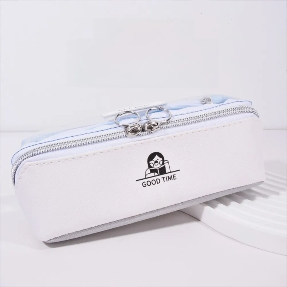 New Double Layer Pen Bag Large Capacity Transparent Pocket Storage Pouch Pencil Case Student