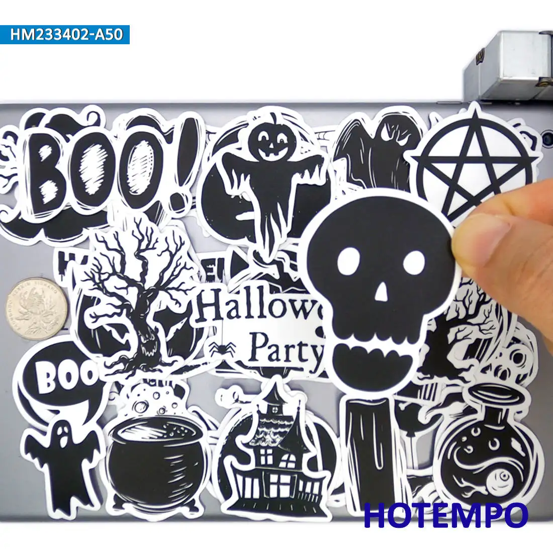 20/30/50PCS Funny Halloween Stickers Retro Fashion Black White Style Decals for Car Motorcycle Bike Luggage Laptop Phone Sticker