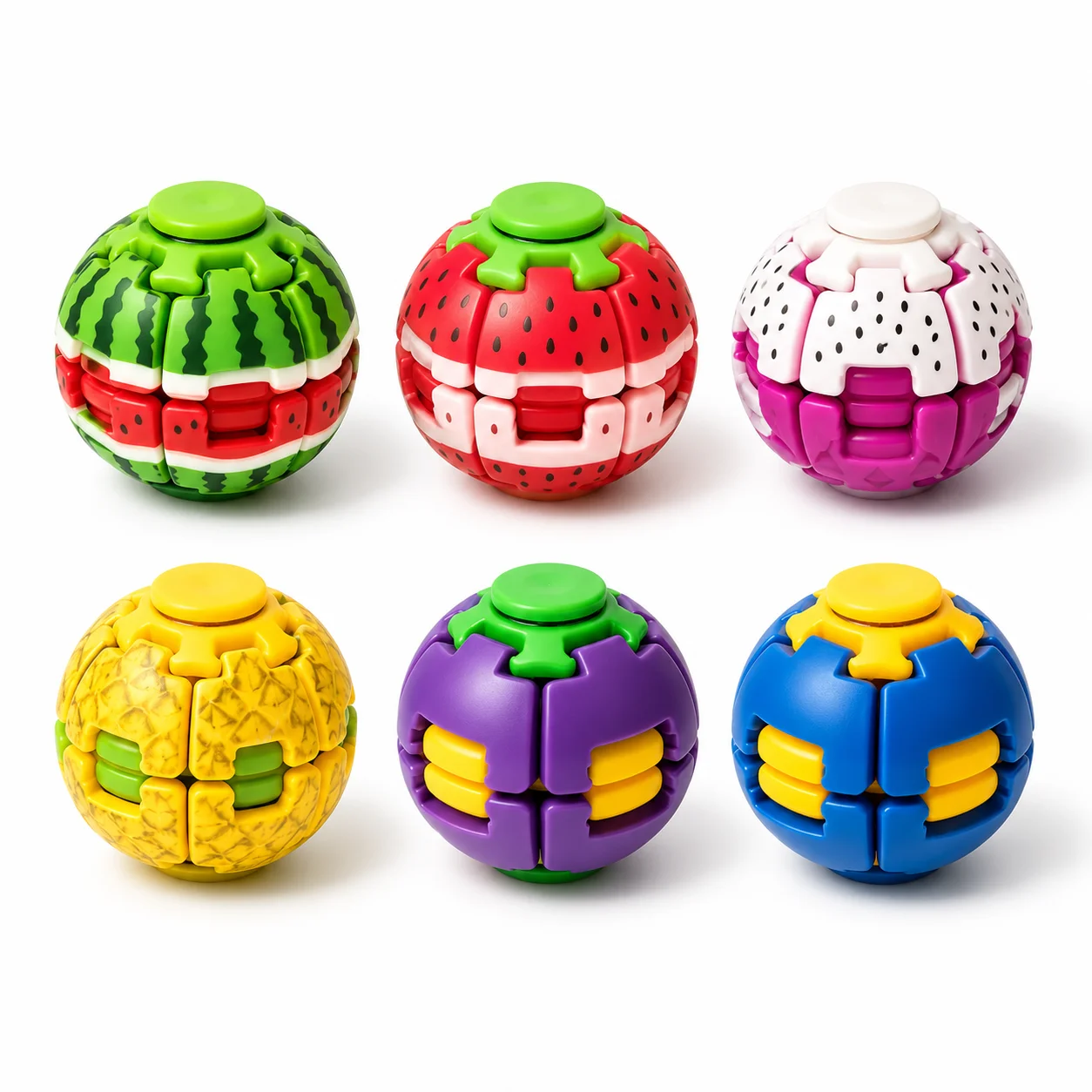 Random Style Fruit Food Fidget Spinner Ball Blind Box, Transformable Rotating Fingertip Stress Relief Sensory Toy, Novelty Gift