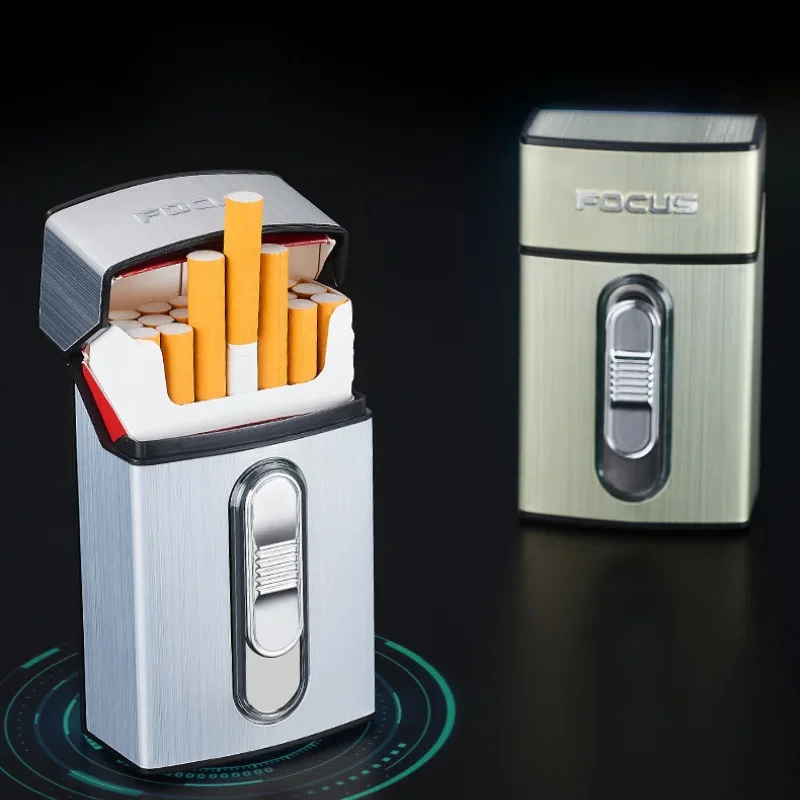 Upgraded Cross Double Arc Pulse Cigarette Lighter Cigarette Box Cool LED Color Lights 20-Pack Cigarette Box Type-C Charging