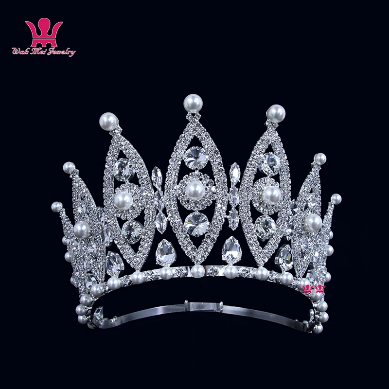 

Miss Crown beauty pageant queen bride wedding hair jewelry Pearl Princess Crown Ball night show