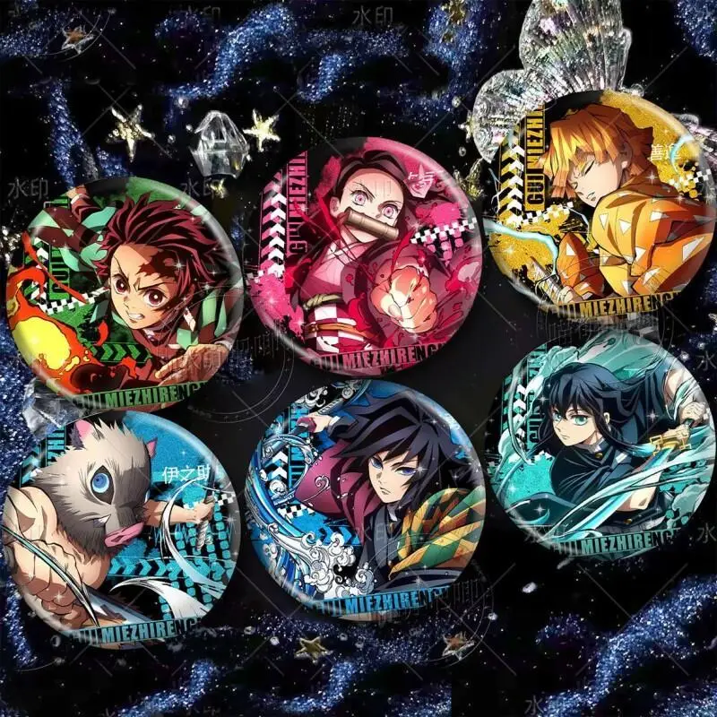 

Demon Slayer Anime Kamado Tanjirou Badges Holographic Acrylic For Anime Fans Collection Decoration With Multiple Designs Cute