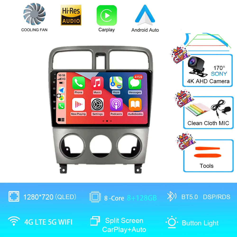 Android 16 autoradio multimediasysteem videospeler navigatie Carplay geen 2Din DVD scherm voor Subaru Forester SG 2002-2008
