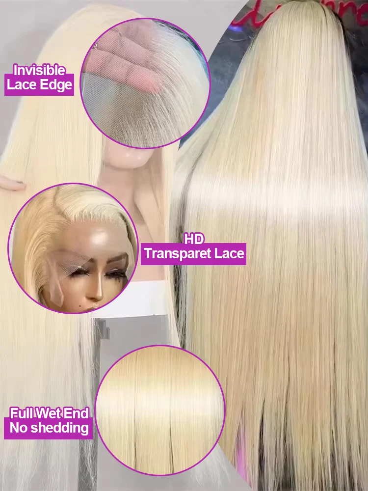 613 honigblonde farbige 13x6 HD Lace Front Echthaarperücken 30 40 Zoll Knochengerade 13x4 Lace Frontal Perücke für Frauen 250 Dichte
