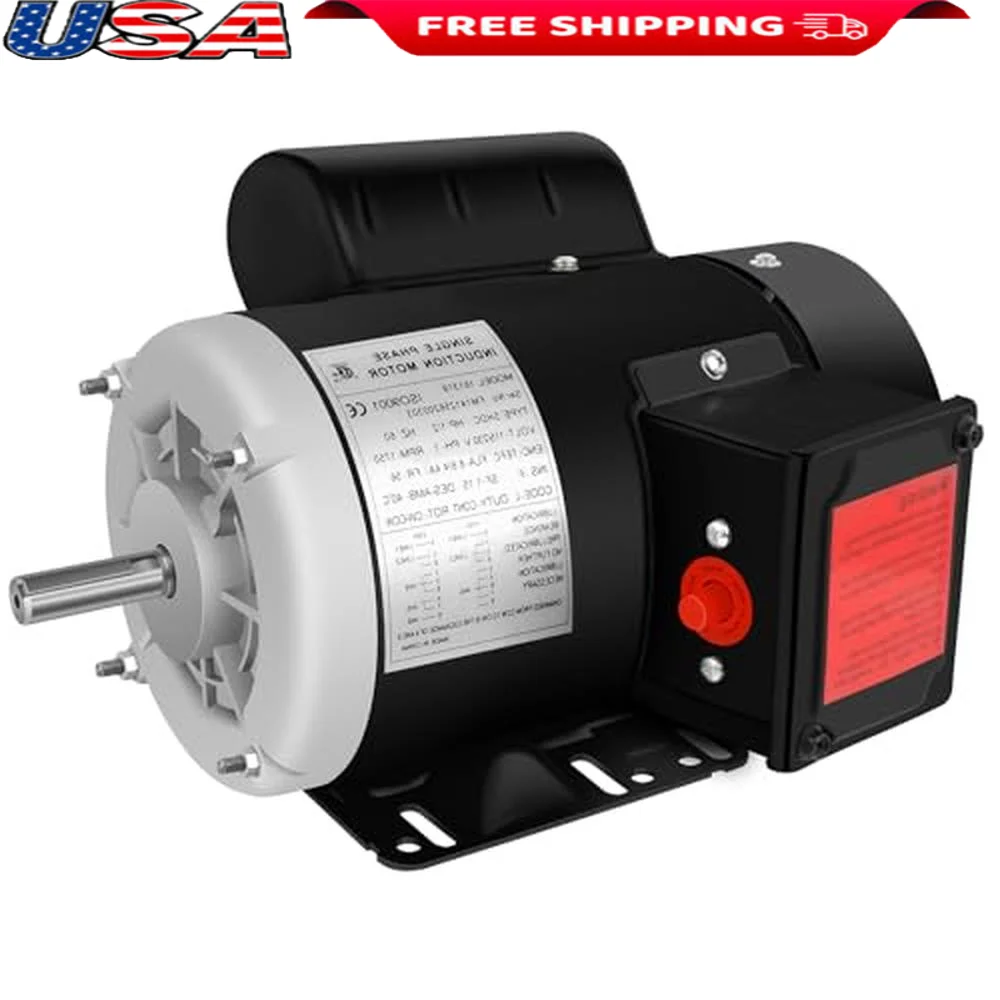 1/2 HP Electric Motor 1750 RPM Single Phase 115/230V Farm Duty Keyed Shaft IP55 Compact Structure CSA Certified Agricultural