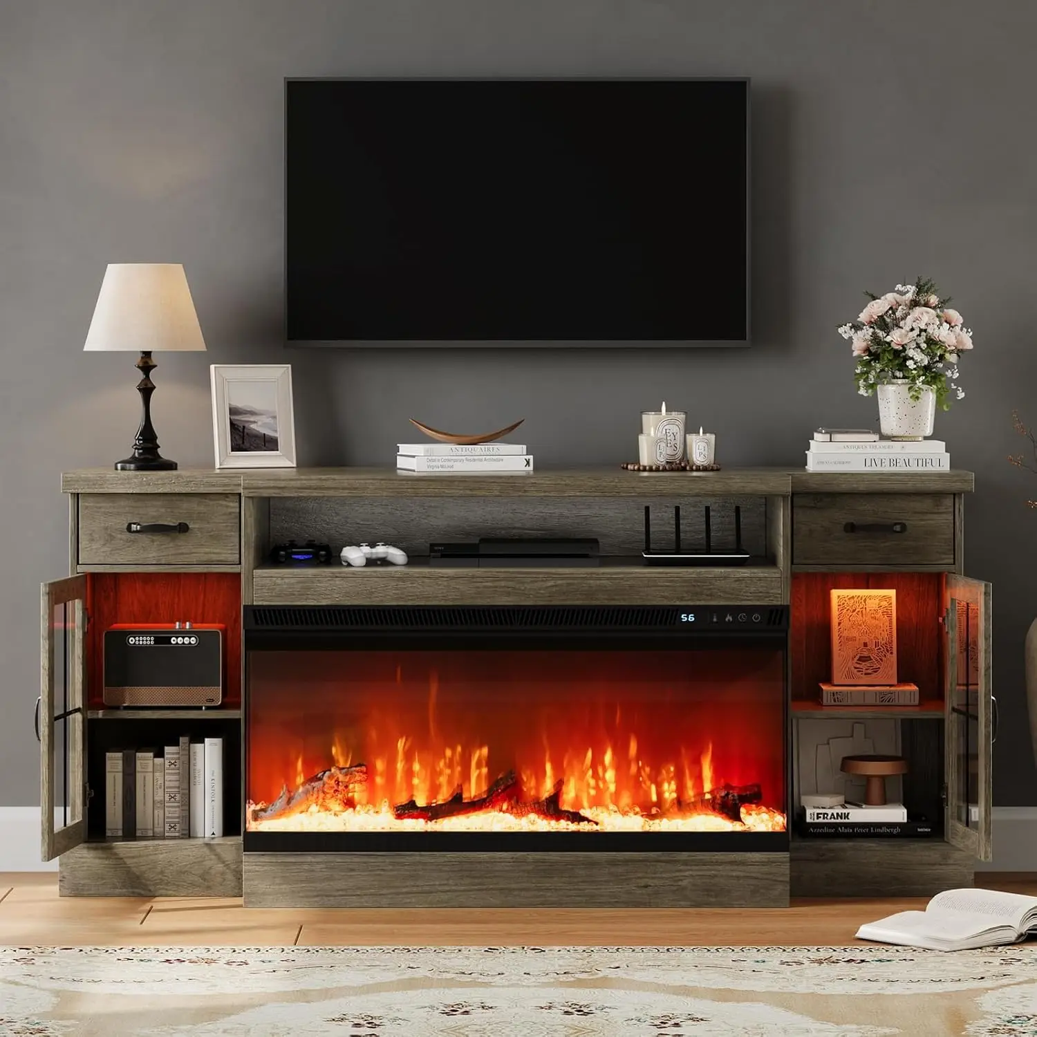 4 EVER WINNER Fireplace TV Stand for 80