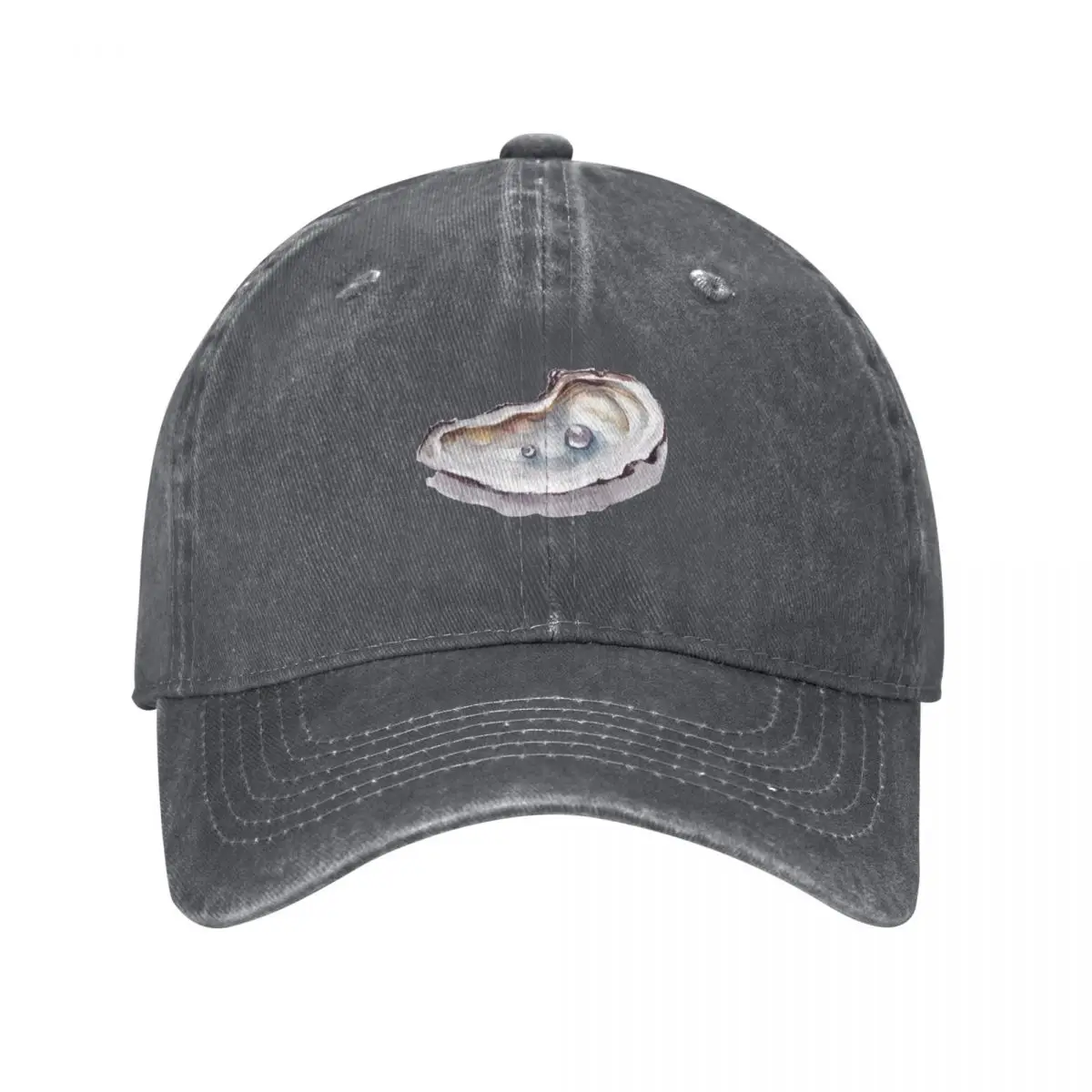 Watercolour painting of an oyster shell with shiny pearls Baseball Cap Sun Cap Luxury Cap Female Men's