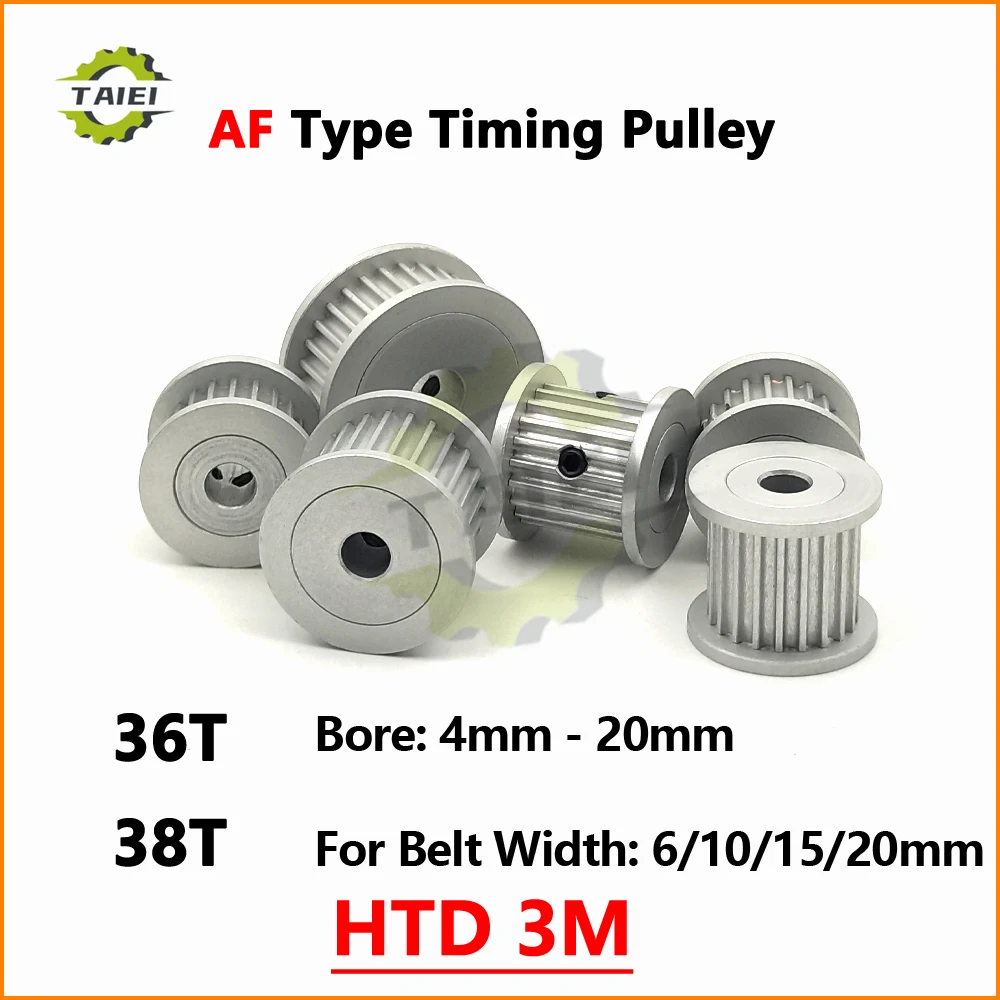 HTD 3M Synchronous Pulley 36T 38 Teeth Keyway Bore 4mm-20mm For Belt Width 6/10/15/20mm CNC Timing Wheel 3M Carving Machine Gear