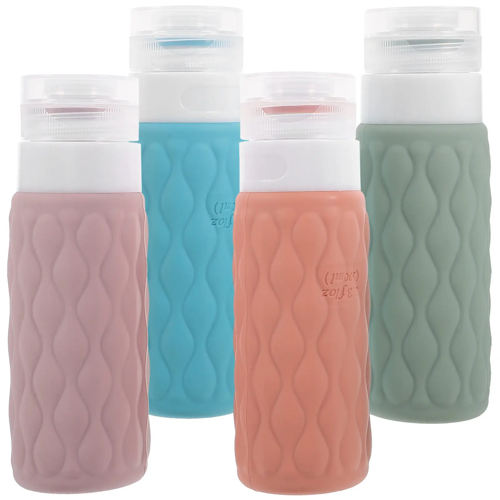 conjunto-de-4-frascos-de-silicone-para-viagem-100ml-recipientes-reutilizaveis-a-prova-de-vazamento-para-shampoo-locao-e-condicionador-para-uso-externo