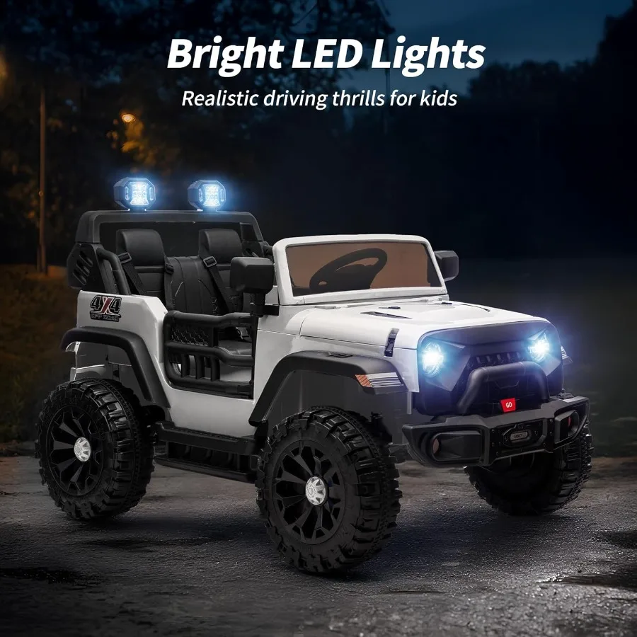 2인승 전동 자동차 장난감 24V 4륜구동 전기차 (4-8세용) 리모컨 포함 4x200W 모터, 최대 하중 150파운드 - 화이트