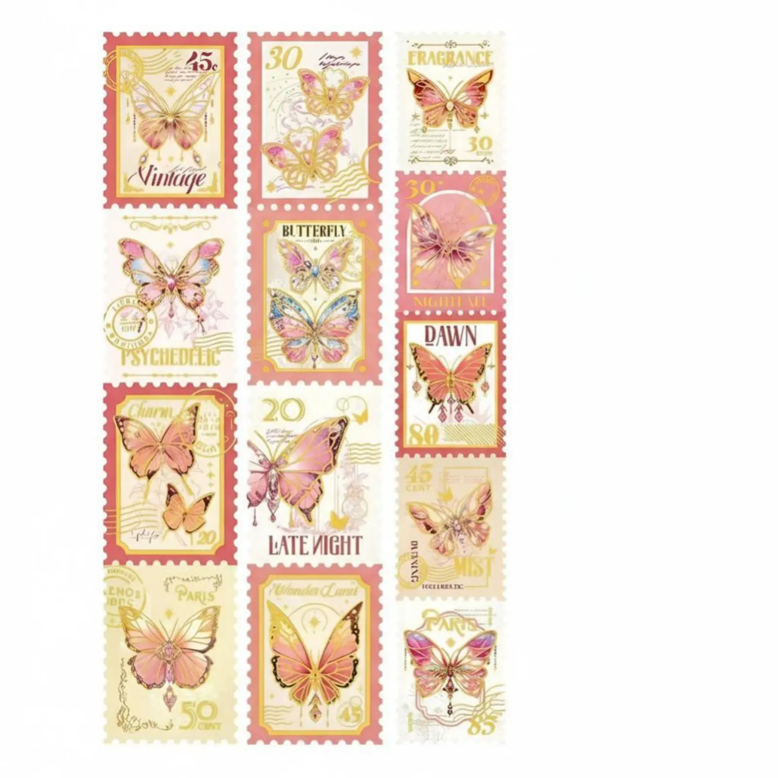 gold-foil-butterfly-stamp-washi-tape-stickers-vintage-die-cut-decorative-material-diy-notebook-scrapbook-artistic