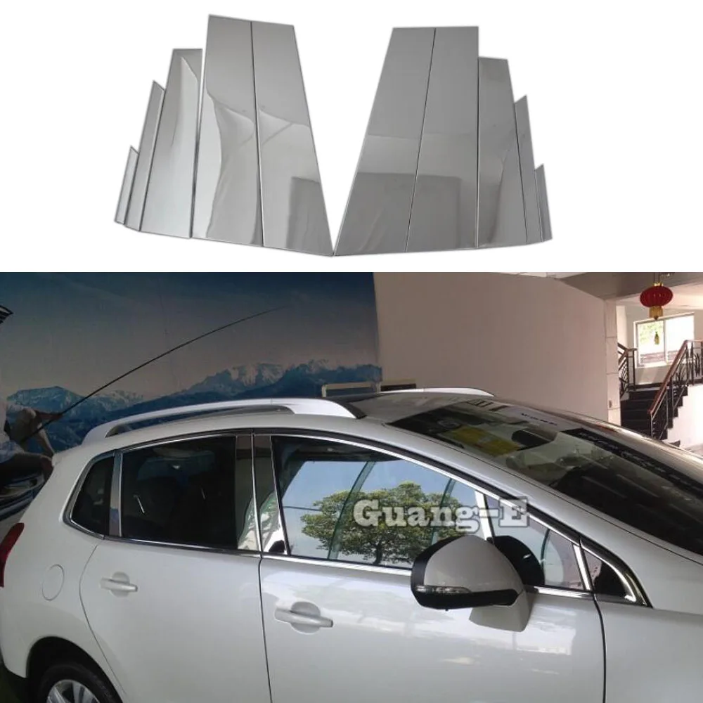 

Car Styling Body Stick Stainless Steel Glass Window Garnish Pillar Middle Column Trim For Peugeot 3008 2013 2014 2015 2016 2017