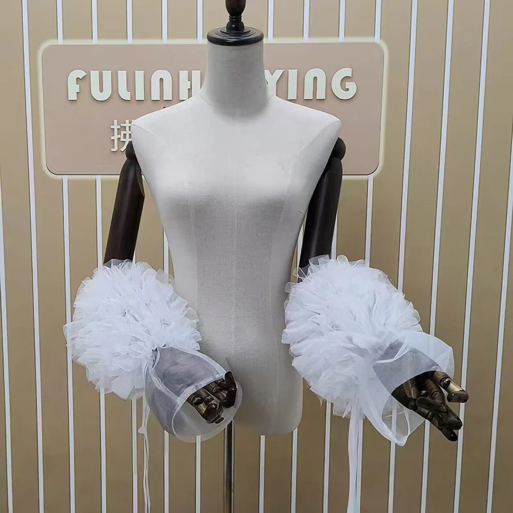 Modern Dance Accessories Arm Cover Ribbon Stereo Mesh Flower Decoration Sleeve Floating Stage Modern Dance Clothing Accessories