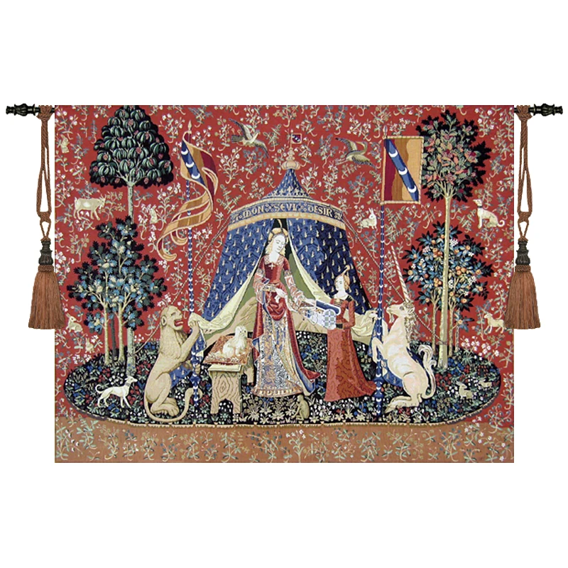 

Medieval Unicorn - Noble Woman Woven Jacquard Tapestry Wall Hanging Belgium Tapestry Home Decor Living Room American Tapestry