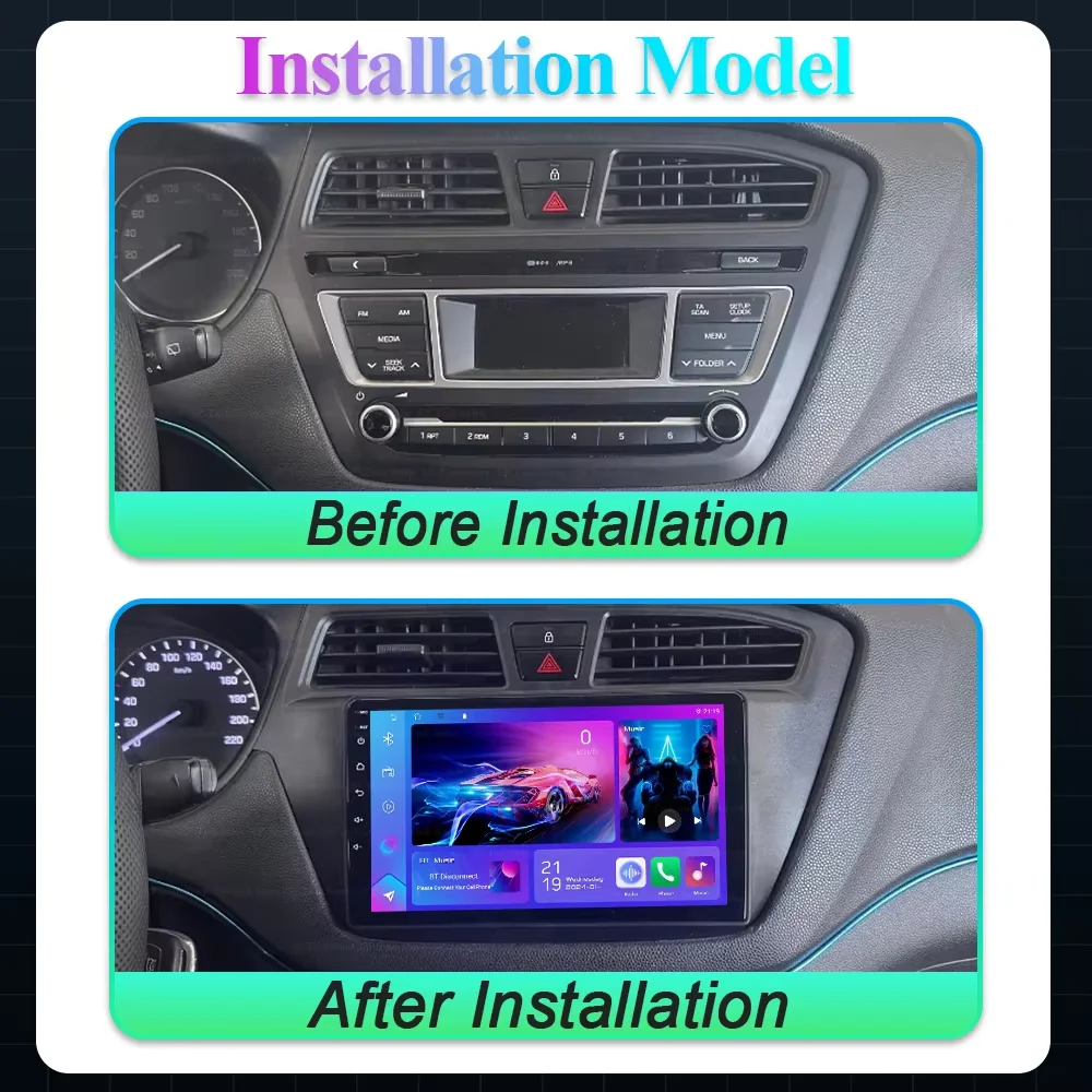 For Hyundai i20 2 II GB 2014-2018 Car Radio  Carplay Android 16 Screen GPS Navigation Android Auto Multimedia Player 2K No 2din
