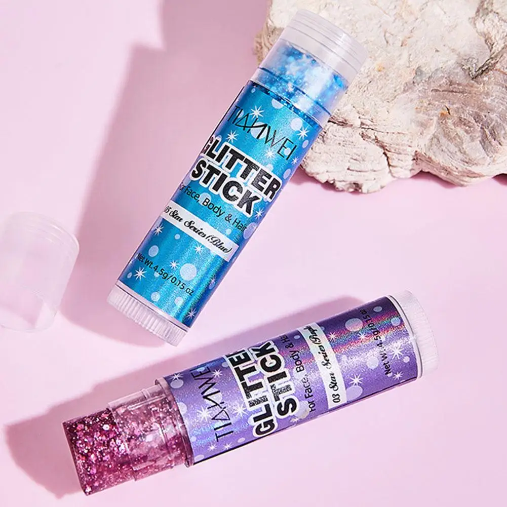 Glitzer-Pailletten-Stick Funkelndes Gel Schimmerndes Langanhaltendes Gesichts-, Lippen-, Haar-, Körper-Make-up für Party, Festival, Bühne, Kosmetik-Creme-Gel Neu – Detail 7