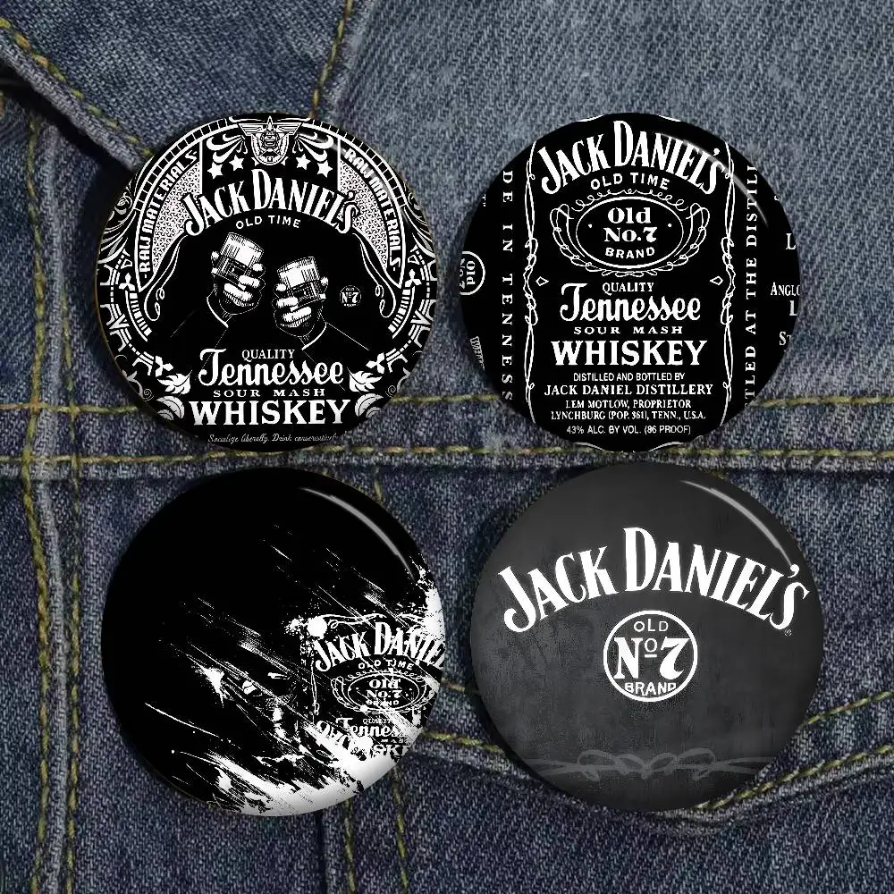 J-Jack D-DanielS Soft Button Pin Round Metal Badge Lapel Pin Parts Gift Friends Kid Jewelry