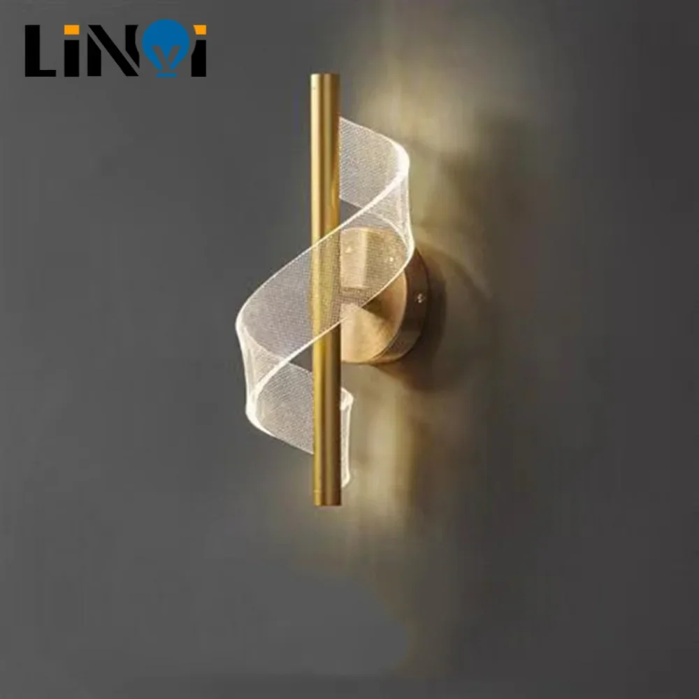 Modern Spiral LED Wall Lamps Minimalist Strip Decorative Iron Sconce For Living Rooms Bedroom Bedside Background Lighting Luster