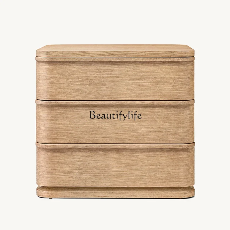 

54**American rural light luxury high-end natural solid wood 3-pump bedside storage cabinet