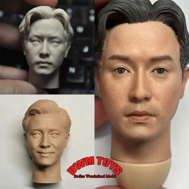 Unpainted/painting 1/6 Male Soldier Chinese Actor Singer Leslie Cheung Head Sculpt/White Model Head For 12'' Action Figure Doll