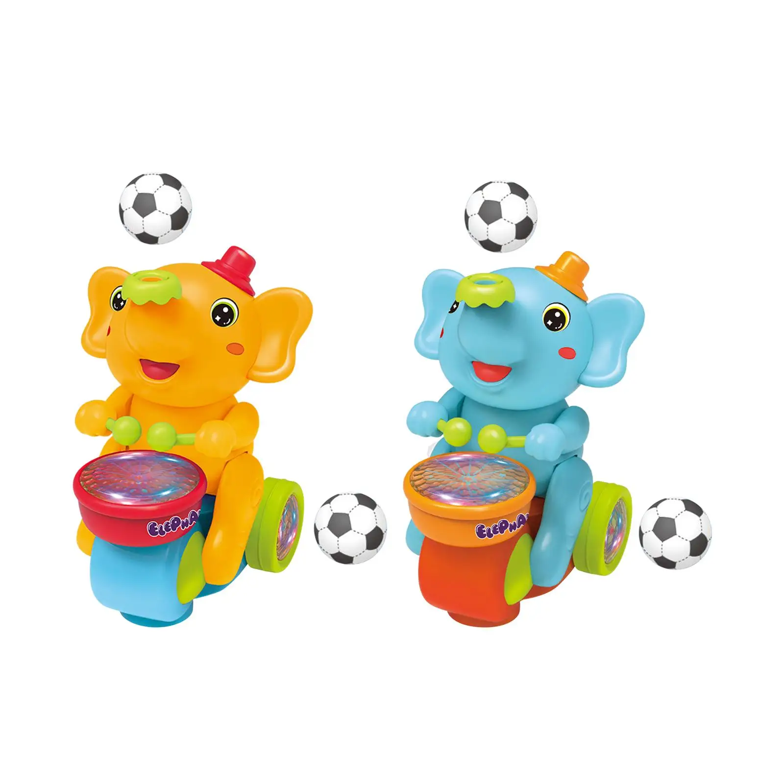 

Музыкальная игрушка-слоник с музыкой и мигающими огнями, ходячий барабанщик с 2 шариками, электрическая игрушка для детей, подарок на день рождения