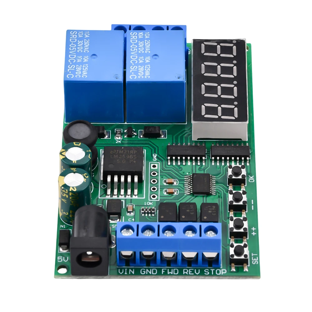 IO53A02 DC 5-24V Cycle Delay Relay Module 0.1s-999min Adjustable Time Control Switch Motor Forward Reverse Controller Time Relay